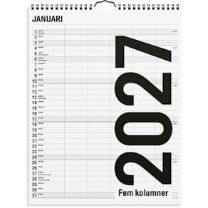 Familjekalender 2027 Black and white