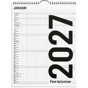 Familjekalender 2027 Black and white