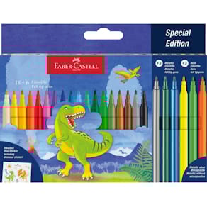 Faserschreiber-Etui Faber-Castell, 18+6, Dino, sortiert