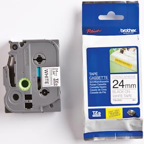 Tape Brother TZe voor P-Touch, 24 mm, zwart op wit, extra klevend