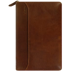 Filofax Lockwood Personal Systemkalender med dragkedja Cognac