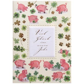 Neujahrskarte, bunt, mit Briefumschlag