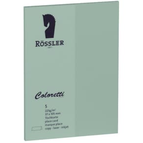 Tischkarte RÖSSLER Coloretti, eucalyptus, 5er Pack, 225 g/m²