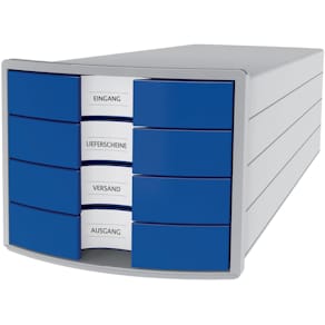 Schubladenbox HAN IMPULS, 4 Schubladen, lichtgrau/blau