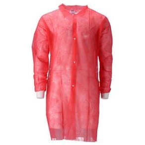 Besøksfrakk CMT borrelås L rød