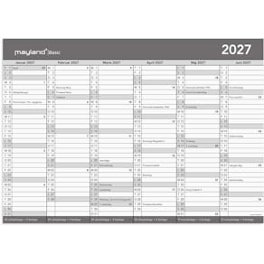 Vægkalender Mayland 2027, 418x297 mm, grå, FSC