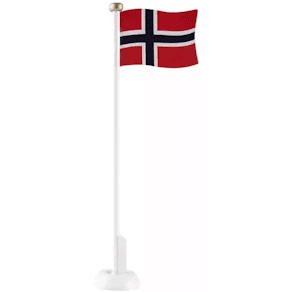 Bordflagg 30cm m/hvit sokkel i tre