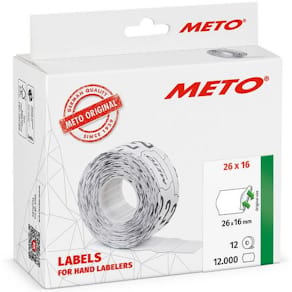 Etikett METO avtagbar 26x16 vit 12000/fp