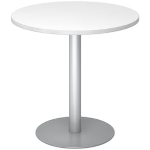 Besprechungstisch HAMMERBACHER STF08, rund, weiß/silber, Ø 80 cm