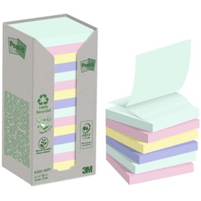 Post-it, Post-it, Recycle, assorteret 76x76mm, pakke a 16 stk