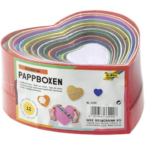 Geschenkschachteln Folia, Herz, bunt, blanco, 12er-Set