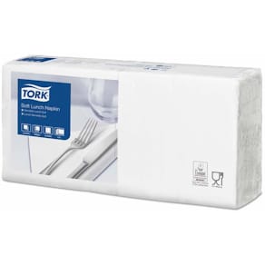 Frokostservietter Tork 1/4-fold, 3-lags hvid 33x33 cm, 1500 stk
