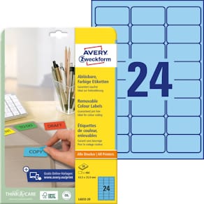 Universaletiketten Avery Zweckform, 63,5 x 33,9 mm, blau