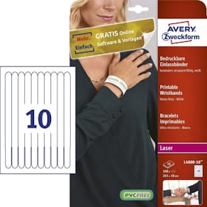Festivalarmbånd Avery laserprint, PVC-fri, 100 stk