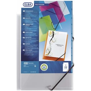 Plastmappe Oxford A4, transparent, elastik, 12 stk