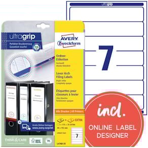 Etikett AVERY för smal pärmrygg 192x38mm, 175/fp