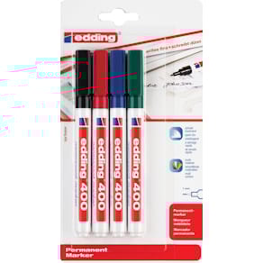 Permanent marker Edding 400, blister, 4 stuks, geassorteerde