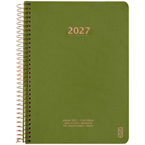 KOZO Kalender 2027 A5 Vecka per uppslag Olive Green