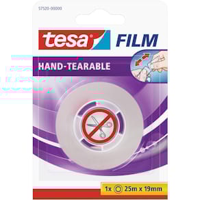 Plakband tesa Hand-tearable, transparant, 25 m x 19 mm