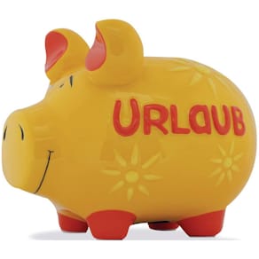 Spardose KCG Urlaub Deluxe, Schwein, mittel, gelb