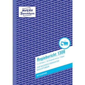 Regiebericht Avery Zweckform 1306, A5, 2 x 50 Blatt