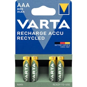 Akkus VARTA Recharge Accu Recycled, Micro (AAA), 4er-Pack
