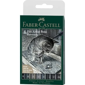 Tuschestiftetui Faber-Castell Pitt Artist Pen, 8er, Black & Grey