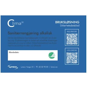 Bruksetikett CLIMA30 Sanitær alkalisk