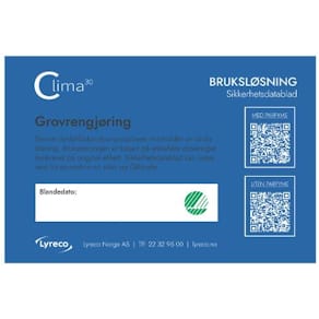 Bruksetikett CLIMA30 Grovrengjøring