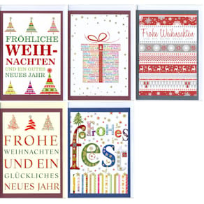 Weihnachtskarte Apollo, 10 Stück, Edle Schrift, sortiert