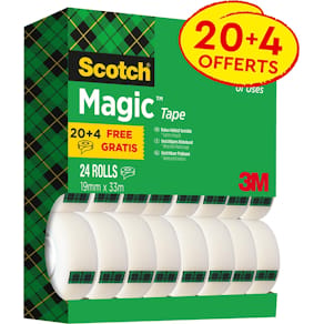 Plakband Scotch Magic Tape, 19 mm x 33 m, value pack, 24 rollen
