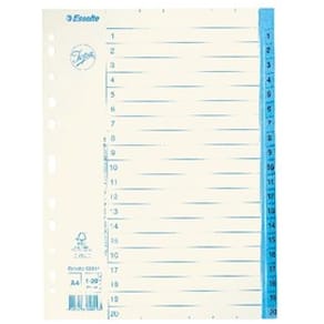 Pärmregister JOPA Papper A4 1-20, blå flik, 10st