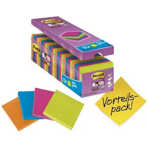 Post-it® Supersticky mix + 3 gratis, 76x76mm, 24/FP