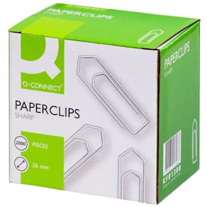 Büroklammer Q-CONNECT 2000ST, 26 mm, silber, 2000 Stück