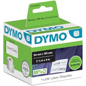 Etiketter Dymo LW Frakt, vit, 101x54mm, 220/fp