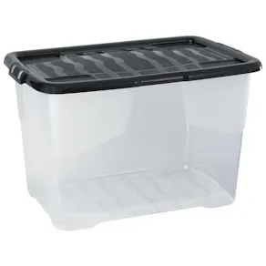 Plastlåda STRATA 65L klar med lock PP