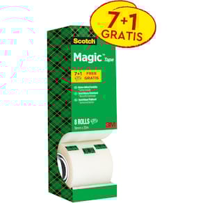 Plakband Scotch Magic Tape value pack, 19 mm x 33 m, 8 rollen (7+