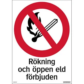 Skylt Rökning/eld förbjuden 210x297mm