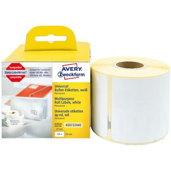 Etikett AVERY universal 70x54mm (320)