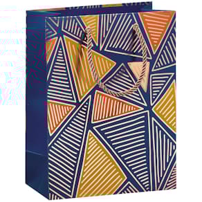 Geschenktragetasche ZÖWIE, Dreiecke, blau/kupfer