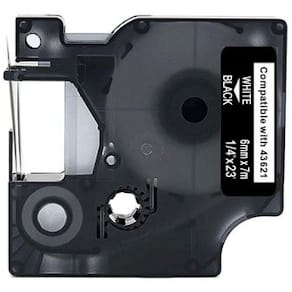 Tape 6mm vit på svart