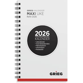 Lommekalender GRIEG Maxi 2026 refill