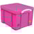 Opbergdoos Really Useful Box, 35 liter, neonroze met witte handv‑