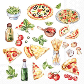 Motivserviette Ambiente Pizza und Nudeln, 33 x 33 cm