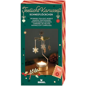 Teelicht-Karussell MOSES.VERLAG Schneeflöckchen, Gold