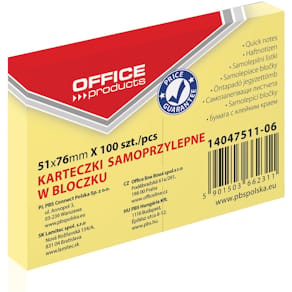 Memoblok, 51 x 76 mm, 100 vel, geel
