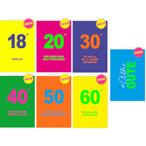 Geburtstagskarte HANRA Neon Zahlen 18–60, sortiert