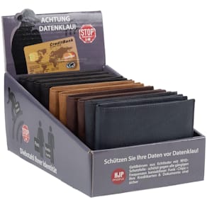 Geldbörse HJP Leder, RFID-Schutz, sortiert, 120x95x15 mm