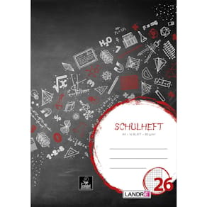 Heft LANDRE A4, 16 Blatt, Lineatur 26, kariert, Tattoo