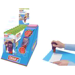 Klebestempel tesa ecoLogo, blau/rot, 1100 Klebepads, 10 m